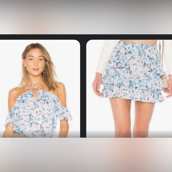 Lovers + Friends 2 piece set-Jana ruffled skirt and Bailey top in Meadow Floral - Picture 1 of 12